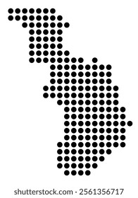 Symbol Map of the City Antwerpen (Belgium) showing the city with a pattern of just a few black dots