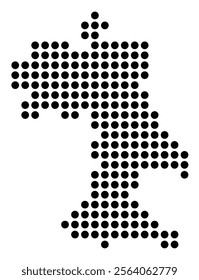 Symbol Map of the City Arles (France) showing the city with a pattern of just a few black dots