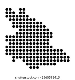 Symbol Map of the City Aschaffenburg (Germany) showing the city with a pattern of just a few black dots