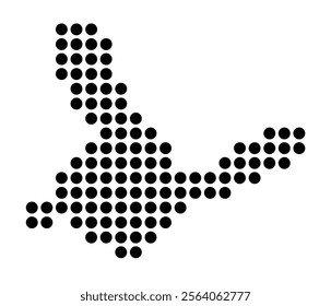 Symbol Map of the City Asnieres-sur-Seine (France) showing the city with a pattern of just a few black dots