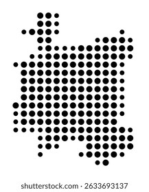 Symbol Map of the city Asperg (Baden-Württemberg, Germany) showing the city with a pattern of just a few black dots