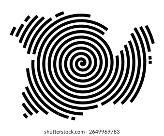 Symbol Map of the city Attendorn (Nordrhein-Westfalen, Germany) showing the city with a black spiral line