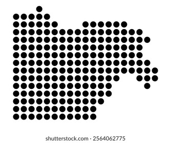 Symbol Map of the City Aubervilliers (France) showing the city with a pattern of just a few black dots