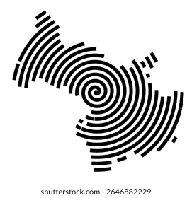 Mapa de símbolos da cidade Auerbach_Vogtl. (Sachsen, Alemanha) mostrando a cidade com uma linha espiral preta
