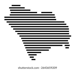 Symbol Map of the city Augustdorf (Nordrhein-Westfalen, Germany) showing the area of the city with just a few black horizontal lines