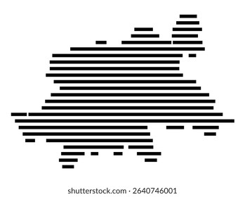 Symbol Map of the city Aulendorf (Baden-Württemberg, Germany) showing the area of the city with just a few black horizontal lines