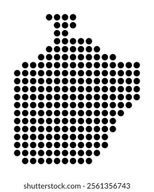Symbol Map of the City Aviles (Spain) showing the city with a pattern of just a few black dots