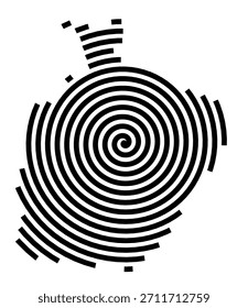 Symbol Map of the City Aviles (Spain) showing the city with a black spiral line