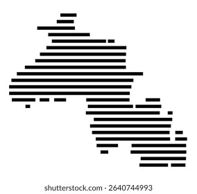 Symbol Map of the city Bad Abbach (Bayern, Germany) showing the area of the city with just a few black horizontal lines