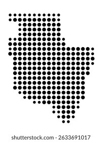 Symbol Map of the city Bad Wörishofen (Bayern, Germany) showing the city with a pattern of just a few black dots