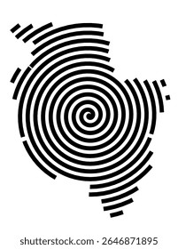 Symbol Map of the city Bad Wörishofen (Bayern, Germany) showing the city with a black spiral line