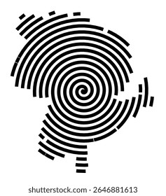 Symbol Map of the city Bad Belzig (Brandenburg, Germany) showing the city with a black spiral line