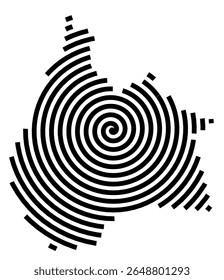 Symbol Map of the city Bad Bentheim (Niedersachsen, Germany) showing the city with a black spiral line