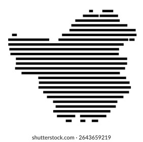 Symbol Map of the city Bad Berleburg (Nordrhein-Westfalen, Germany) showing the area of the city with just a few black horizontal lines