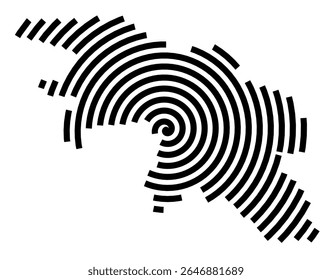 Symbol Map of the city Bad Doberan (Mecklenburg-Vorpommern, Germany) showing the city with a black spiral line