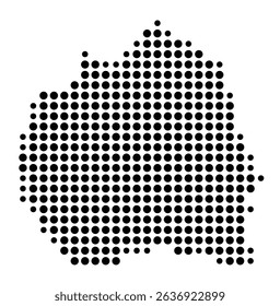 Symbol Map of the city Bad Essen (Niedersachsen, Germany) showing the city with a pattern of just a few black dots