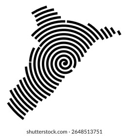 Symbol Map of the city Bad Fallingbostel (Niedersachsen, Germany) showing the city with a black spiral line