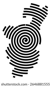 Symbol Map of the city Bad Freienwalde (Oder) (Brandenburg, Germany) showing the city with a black spiral line