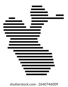 Symbol Map of the city Bad Friedrichshall (Baden-Württemberg, Germany) showing the area of the city with just a few black horizontal lines