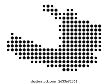 Symbol Map of the city Bad Schönborn (Baden-Württemberg, Germany) showing the city with a pattern of just a few black dots