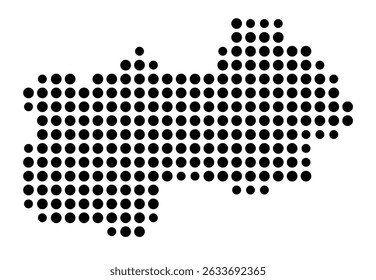 Symbol Map of the city Bad Säckingen (Baden-Württemberg, Germany) showing the city with a pattern of just a few black dots