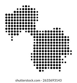 Symbol Map of the city Bad Dürrheim (Baden-Württemberg, Germany) showing the city with a pattern of just a few black dots