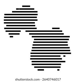 Symbol Map of the city Bad Dürrheim (Baden-Württemberg, Germany) showing the area of the city with just a few black horizontal lines