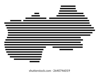 Symbol Map of the city Bad Säckingen (Baden-Württemberg, Germany) showing the area of the city with just a few black horizontal lines