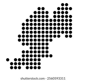 Symbol Map of the City Bad Kreuznach (Germany) showing the city with a pattern of just a few black dots