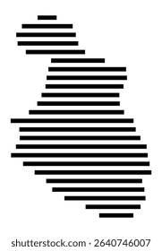 Symbol Map of the city Bad Krozingen (Baden-Württemberg, Germany) showing the area of the city with just a few black horizontal lines