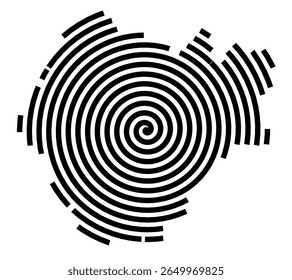 Symbol Map of the city Bad Laasphe (Nordrhein-Westfalen, Germany) showing the city with a black spiral line
