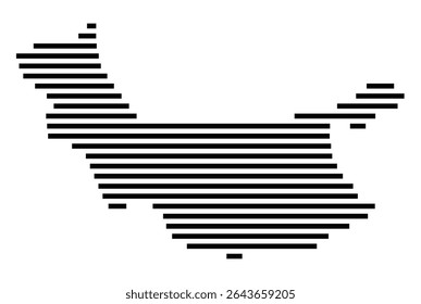 Symbol Map of the city Bad Lippspringe (Nordrhein-Westfalen, Germany) showing the area of the city with just a few black horizontal lines