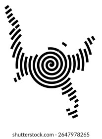 Symbol Map of the city Bad Nenndorf (Niedersachsen, Germany) showing the city with a black spiral line