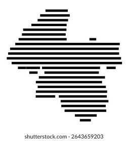 Symbol Map of the city Bad Münstereifel (Nordrhein-Westfalen, Germany) showing the area of the city with just a few black horizontal lines