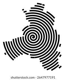Symbol Map of the city Bad Oldesloe (Schleswig-Holstein, Germany) showing the city with a black spiral line