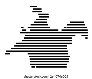 Symbol Map of the city Bad Rappenau (Baden-Württemberg, Germany) showing the area of the city with just a few black horizontal lines