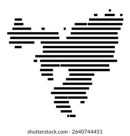 Symbol Map of the city Bad Salzungen (Thüringen, Germany) showing the area of the city with just a few black horizontal lines