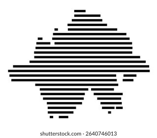 Symbol Map of the city Bad Saulgau (Baden-Württemberg, Germany) showing the area of the city with just a few black horizontal lines