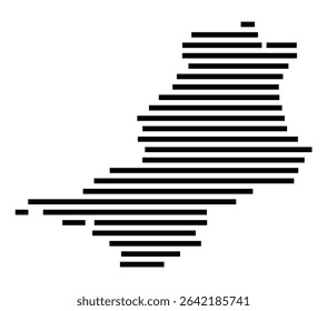 Symbol Map of the city Bad Schwalbach (Hessen, Germany) showing the area of the city with just a few black horizontal lines