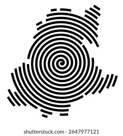 Symbol Map of the city Bad Schwartau (Schleswig-Holstein, Germany) showing the city with a black spiral line