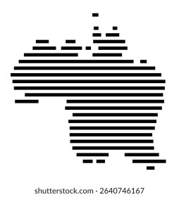Symbol Map of the city Bad Urach (Baden-Württemberg, Germany) showing the area of the city with just a few black horizontal lines