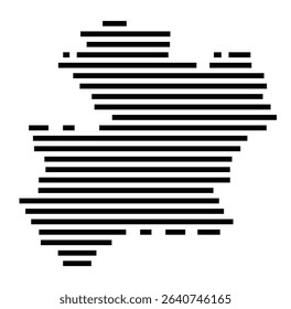 Symbol Map of the city Bad Waldsee (Baden-Württemberg, Germany) showing the area of the city with just a few black horizontal lines