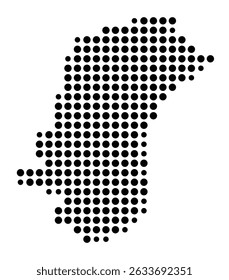 Symbol Map of the city Bad Wildbad (Baden-Württemberg, Germany) showing the city with a pattern of just a few black dots