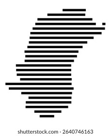 Symbol Map of the city Bad Wildbad (Baden-Württemberg, Germany) showing the area of the city with just a few black horizontal lines
