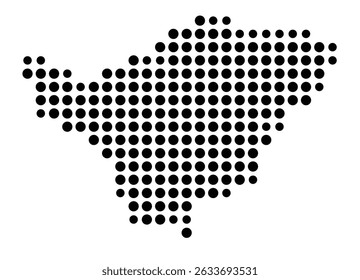 Symbol Map of the city Bad Wildungen (Hessen, Germany) showing the city with a pattern of just a few black dots