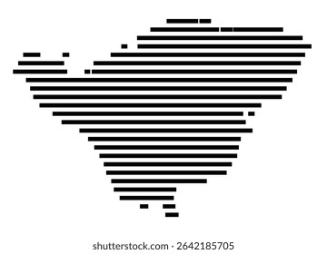 Symbol Map of the city Bad Wildungen (Hessen, Germany) showing the area of the city with just a few black horizontal lines