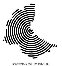 Symbol Map of the city Bad Windsheim (Bayern, Germany) showing the city with a black spiral line
