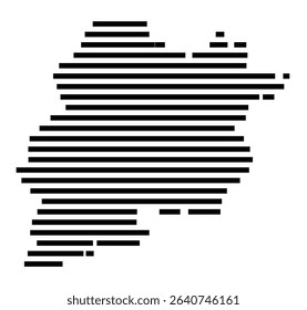 Symbol Map of the city Bad Wurzach (Baden-Württemberg, Germany) showing the area of the city with just a few black horizontal lines