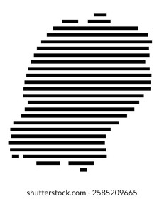 Symbol Map of the City Baesweiler (Germany) showing the city with just a few black horizontal lines