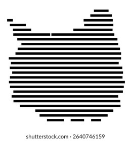 Symbol Map of the city Baiersbronn (Baden-Württemberg, Germany) showing the area of the city with just a few black horizontal lines